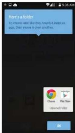 Here's a folder To create one like this, touch & hold an apps, then drove it over another. Chrome Play Store Assumed Folder OK