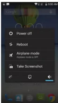 Google Power off Reboot Airplane mode Airplane mode is OFF Take Screenshot