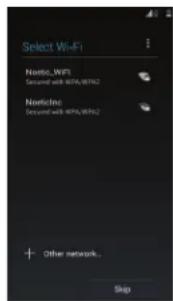 Select Wi-Fi Nortics, WIFI Seconded with MTPA,MTPK2 NorticsIn Seconded with MTPA,MTPK2 + Other networks... Skip