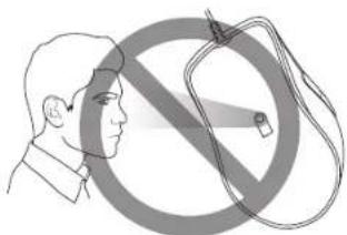 Diagram showing a person facing a crossed-out no-smoking symbol with a device attached, likely illustrating a public health or safety hazard.