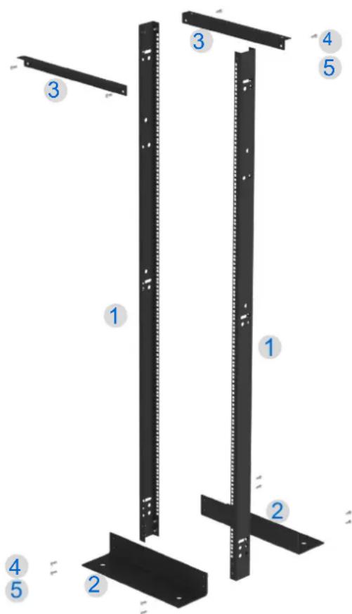 Diagram of a server rack with numbered components for identification