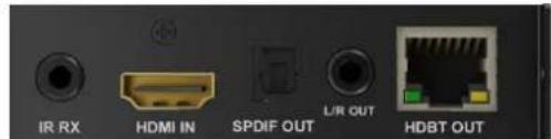 IR RX HDMI IN SPDIF OUT L/R OUT HDBT OUT