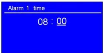 Alarm 1 time 08 : 00