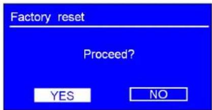Factory reset Proceed? YES NO