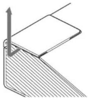 Diagram of a mechanical or architectural component with diagonal hatching and an upward arrow, no visible text or symbols