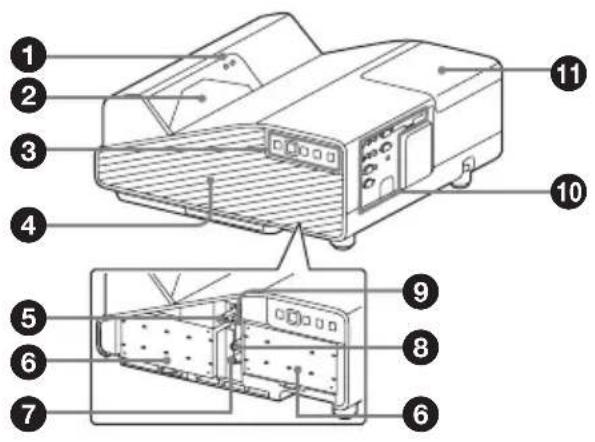 Technical diagram of a device with numbered parts for identification and assembly reference.