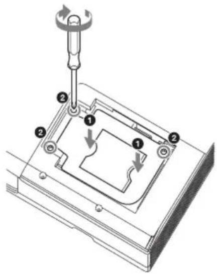 Technical diagram showing a mechanical assembly with numbered components and directional arrows indicating motion or movement.