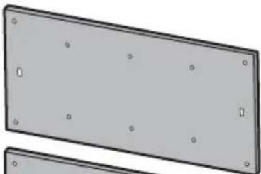 Two rectangular metal plates with holes and mounting holes, no text or symbols present