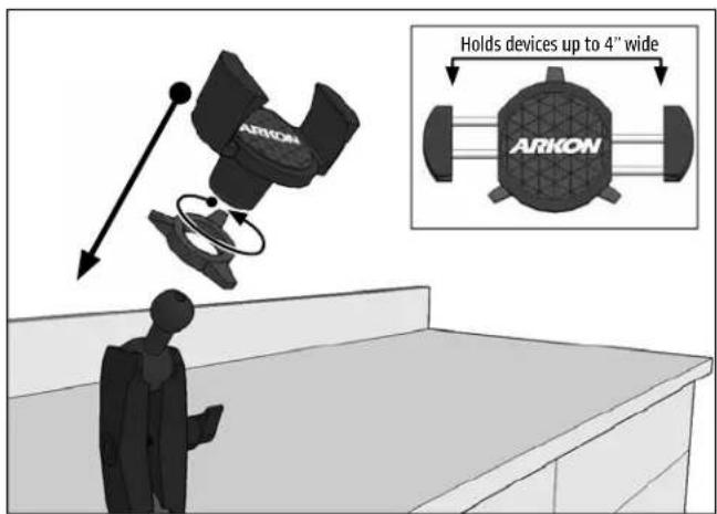 ARKON Holds devices up to 4" wide ARKON