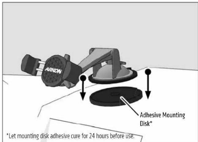 ARKON Adhesive Mounting Disk* *Let mounting disk adhesive cure for 24 hours before use.