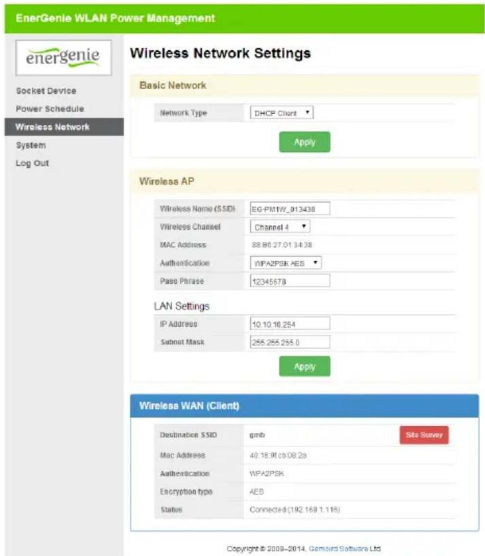 EnerGenie EG-PM1W-001 WiFi - Wireless Network Settings - 1