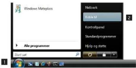 Windows Mateplass Nettverk Koble til Kontrollpanel Standardprogrammer Hjelp og støtte Alle programmer Start søk
