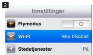 Innstillinger Flymodus Wi-Fi Ikke tilkoblet Stedstjenester På