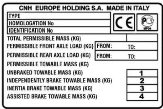 Case Farmall 105U - Godkjenningsdataplate - 1