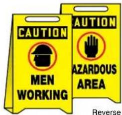 CAUTION MEN WORKING CAUTION AZARDOUS AREA Reverse