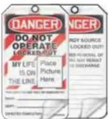 DANGER DO NOT OPERATE LOCKED OUT MY LIFE IS ON THE LINE Place Picture Here INDY SOURCE LOCKED OUT FOR PERSONAL OF THE NAT PARENT EXCHANGE NOTICE START COOKING OPERATION
