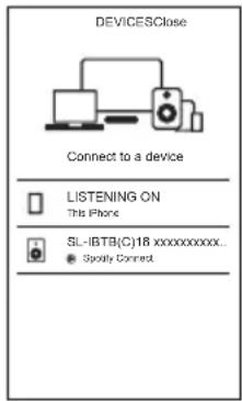 DEVICESClose Connect to a device LISTENING ON This iPhone SL-IBTB(C)18 xxxxxxxxxxx.. ● Spotify Connect