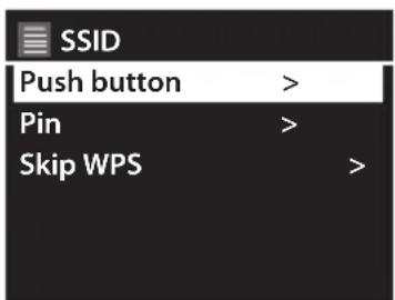 SSID Push button > Pin > Skip WPS >