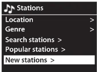Stations Location > Genre > Search stations > Popular stations > New stations >
