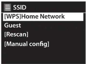 SSID [WPS]Home Network Guest [Rescan] [Manual config]