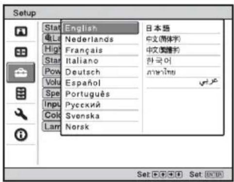 Setup Stat English 中Ls Netherlands High Français Star Italiano Pow Deutsch Volu Español Spe Português Inpu Pycckii Cok Svenska Lam Norsk 日本語 中文(简体字) 中文(國體字) 한국어 männ이ย عربي Set: [F] [B] Set: [S]