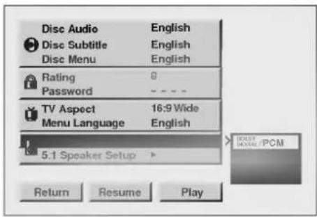 LG DVD-2280P - I SETUP-skjermbildet - 2