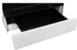 Close-up of a white plastic drawer with black insulation material (no text or symbols visible)