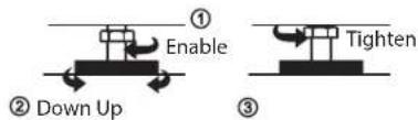 ① Enable ② Down Up Tighten ③