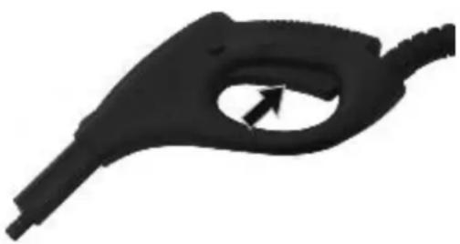 3D rendered black mechanical component with a circular hole and arrow indicating direction (no text or symbols)