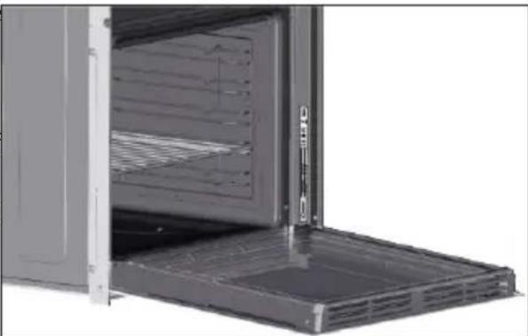 Interior view of a stainless steel oven with open door and side panel (no visible text or symbols)
