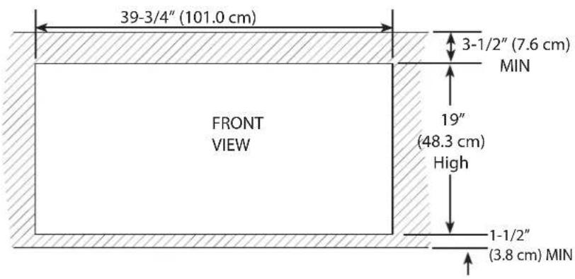 39-3/4" (101.0 cm) 3-1/2" (7.6 cm) MIN FRONT VIEW 19" (48.3 cm) High 1-1/2" (3.8 cm) MIN