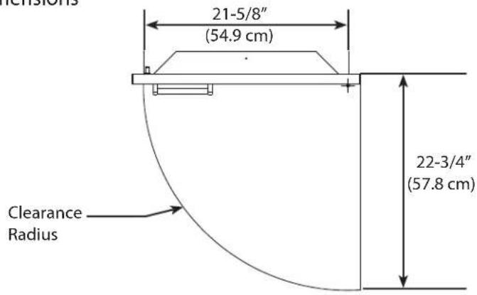 TENSIONS 21-5/8" (54.9 cm) 22-3/4" (57.8 cm) Clearance Radius