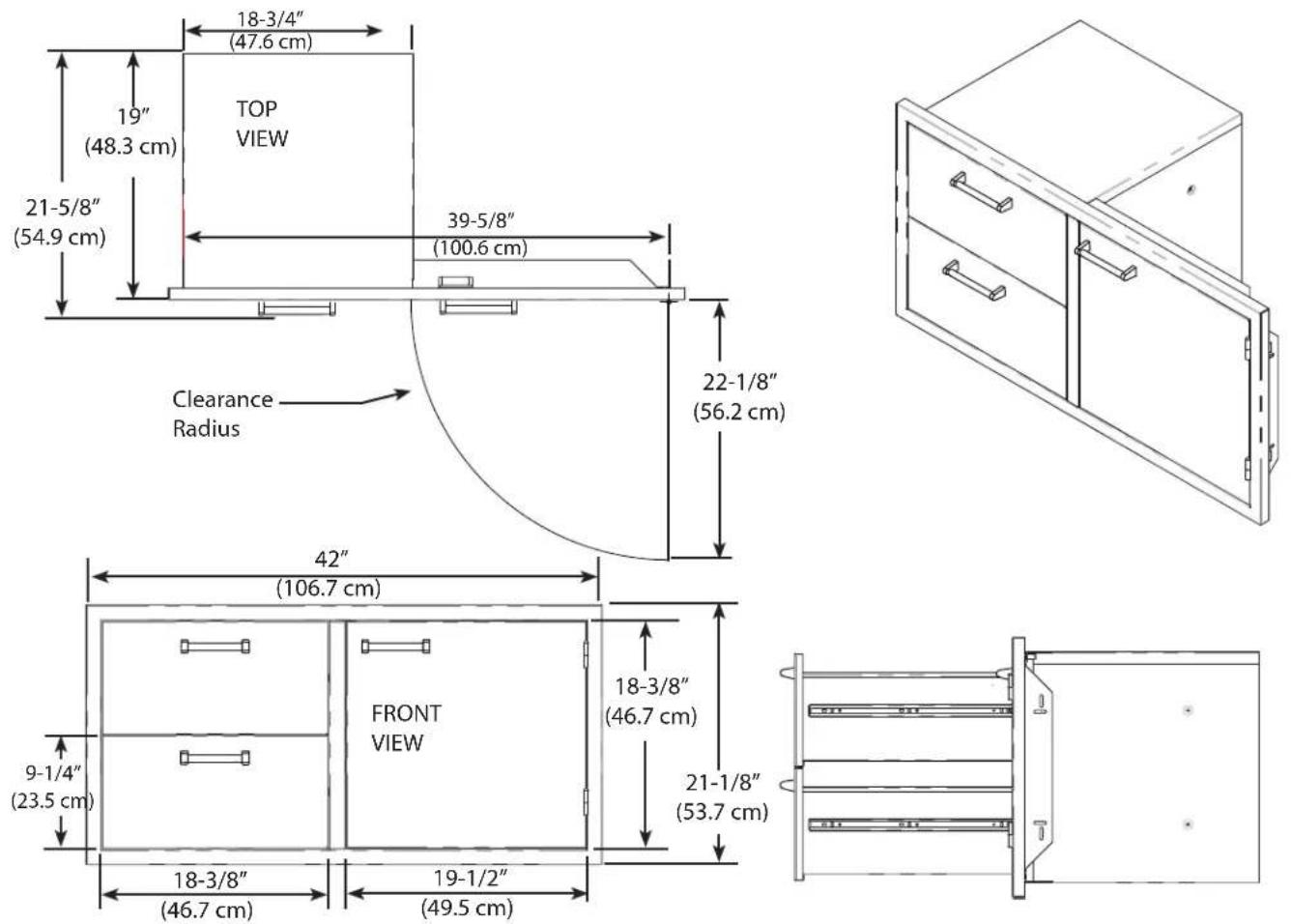VIKING VOADS5241SS - VOADDR5421 - 42" DOOR / DRAWERS - 1