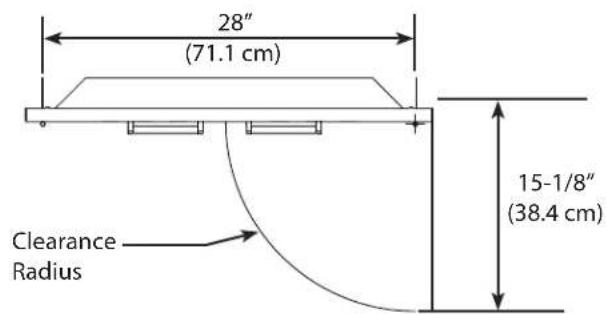 28" (71.1 cm) Clearance Radius 15-1/8" (38.4 cm)