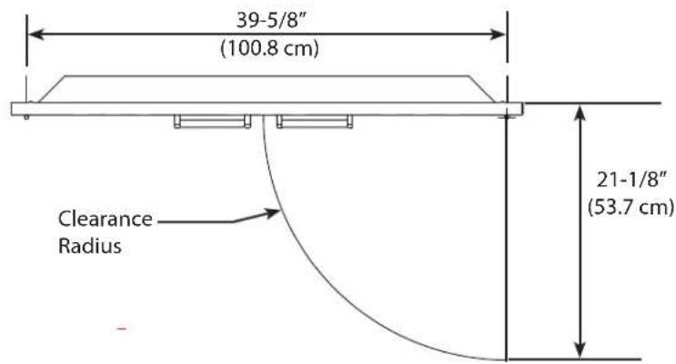 39-5/8" (100.8 cm) 21-1/8" (53.7 cm) Clearance Radius