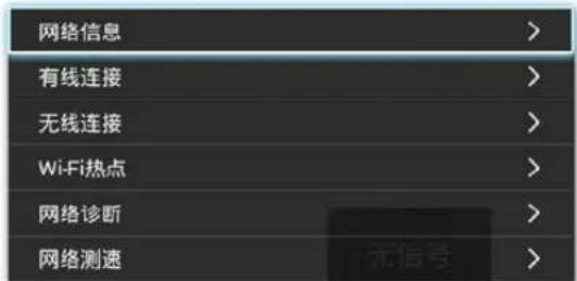 网络信息 有线连接 无线连接 Wi-Fi热点 网络诊断 网络测速