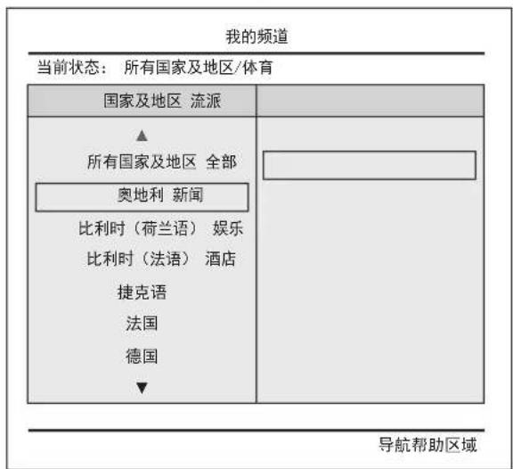 我的频道 当前状态:所有国家及地区/体育 国家及地区 流派 ▲ 所有国家及地区 全部 奥地利 新闻 比利时(荷兰语) 娱乐 比利时(法语) 酒店 捷克语 法国 德国 ▼ 导航帮助区域