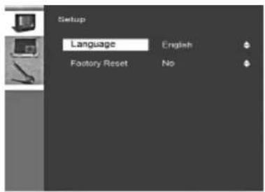 Setup Language English Factory Reset No