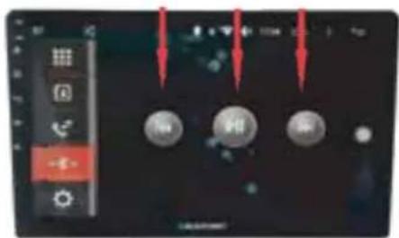 Smartphone home screen control panel with navigation buttons and red arrows pointing to function keys