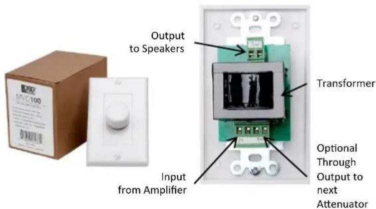 Output to Speakers Transformer Input from Amplifier Optional Through Output to next Attenuator