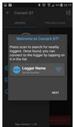 Comark COMBT1 - Operation of the App - 3