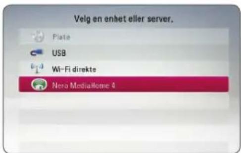 Velg en enhet eller server. Plate USB Wi-Fi direkte Nero MediaHome 4