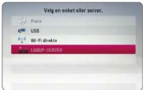 Velg en enhet eller server. Plate USB Wi-Fi direkte LGBDP-SERVER