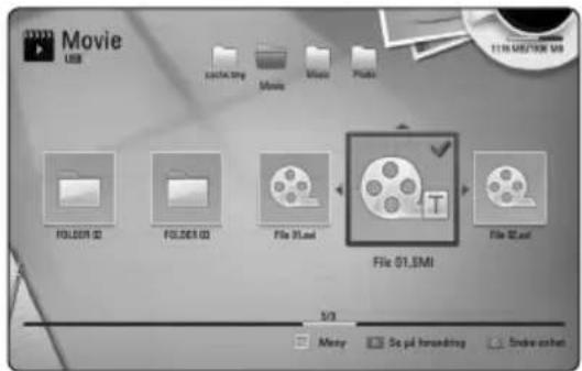 Movie USB FOLDER 03 FOLDER 02 File Xool File Xool File 01.5M1 Menu Go på hondning Dreden xohet