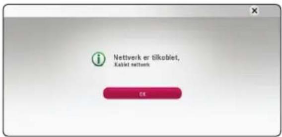 Nettverk er tilkoblet, Kabet nettoek OK