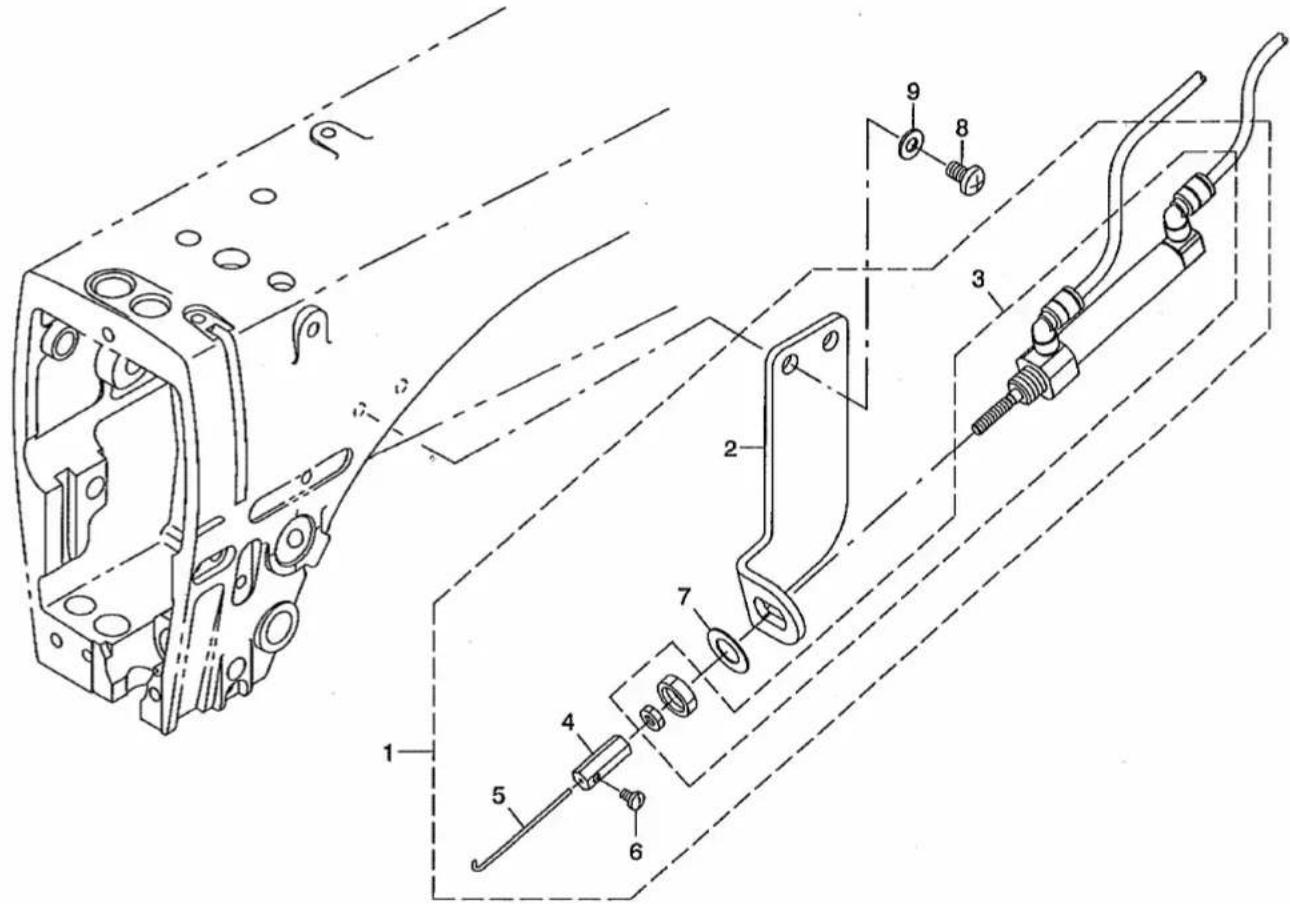 Technical diagram of a mechanical assembly with numbered components, likely for assembly or maintenance reference.