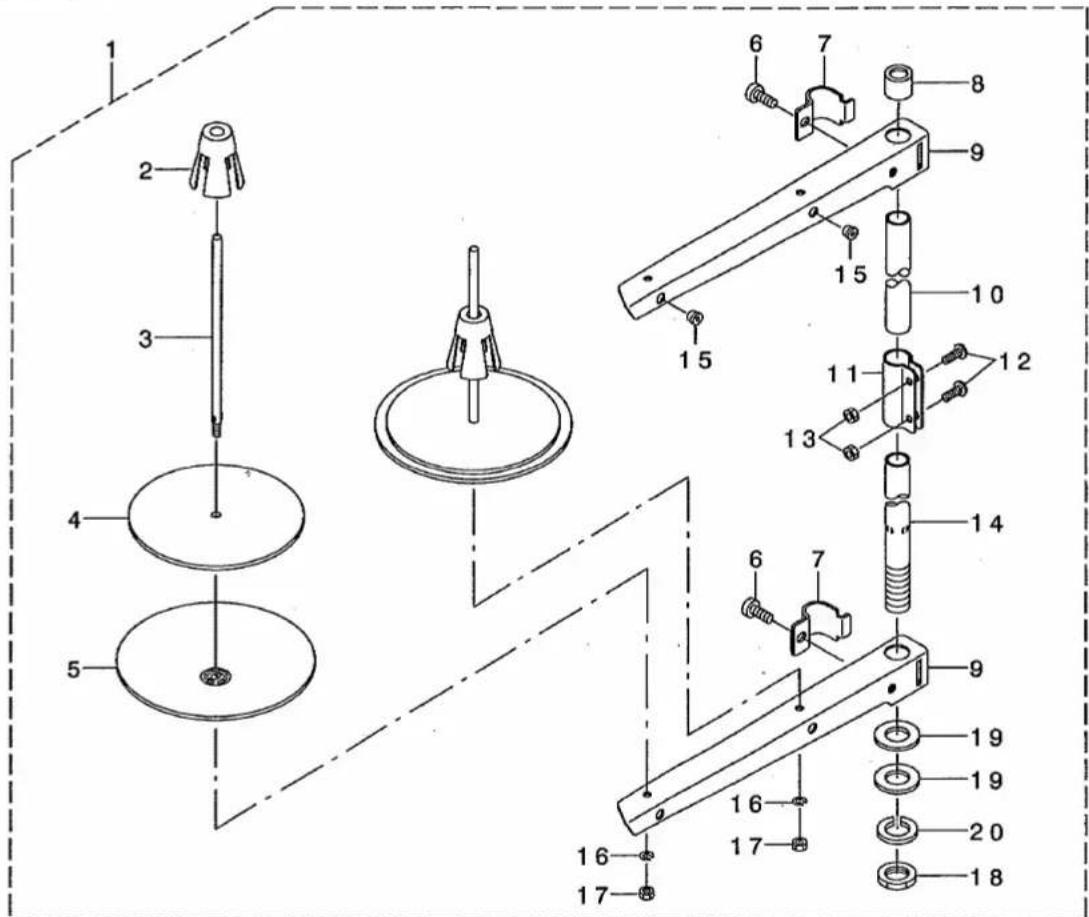 Technical diagram of a mechanical assembly with numbered components for identification and assembly reference.