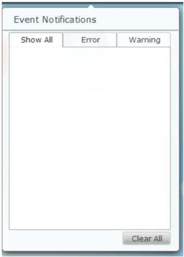 Event Notifications Show All Error Warning Clear All