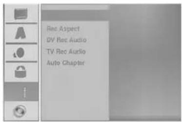 Rec Aspect DV Rec Audio TV Rec Audio Auto Chapter