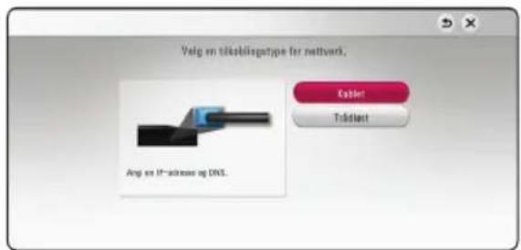 Valg en tilabligatode for network. Angr en IP-aktose og DNS. Kabler Trädlart